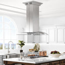 Products ZLINE Island Mount Range Hood in Stainless Steel with Built-in CrownSound‚ Bluetooth Speakers