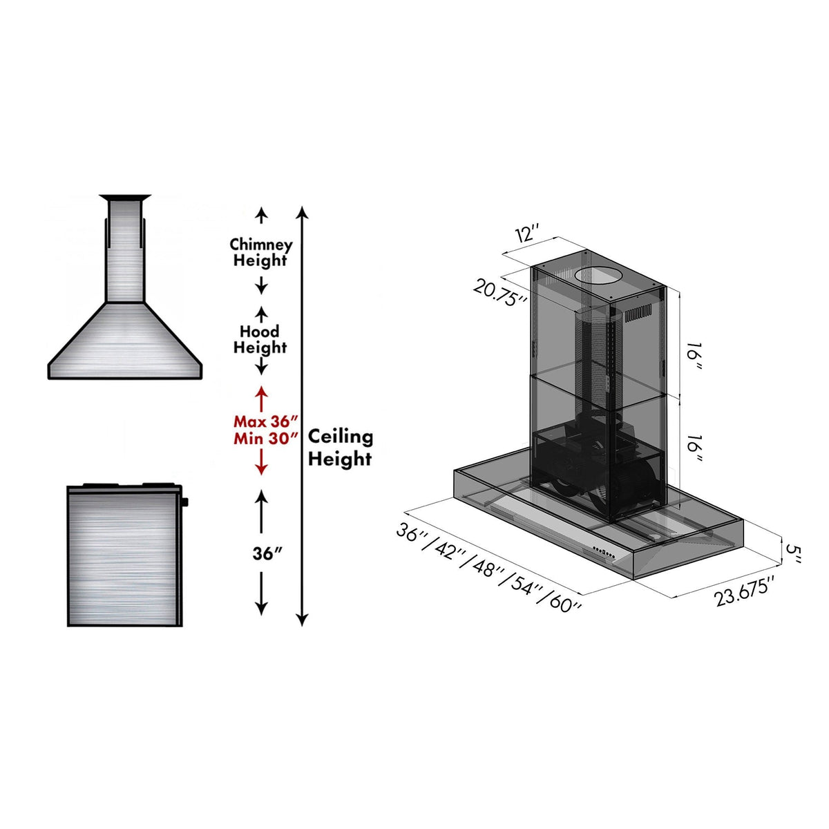 ZLINE Professional Island Mount Range Hood in Stainless Steel - KECOMi