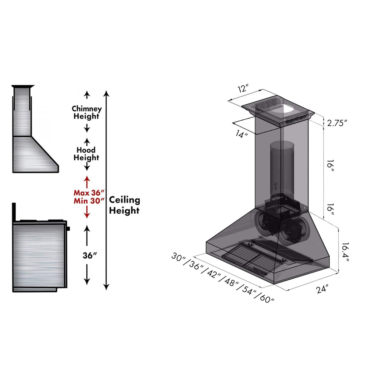 ZLINE Professional Wall Mount Range Hood in Stainless Steel with Built-in CrownSound Bluetooth Speakers - 667CRN-BT