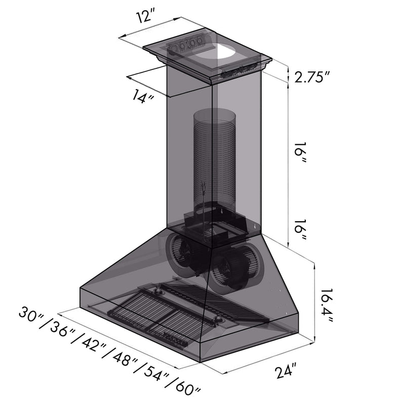 ZLINE Professional Wall Mount Range Hood in Stainless Steel with Built-in CrownSound Bluetooth Speakers - 667CRN-BT