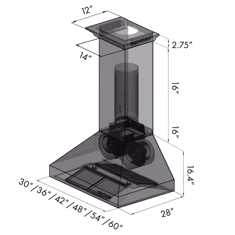 ZLINE Professional Wall Mount Range Hood in Stainless Steel with Built-in CrownSound Bluetooth Speakers - 697CRN-BT