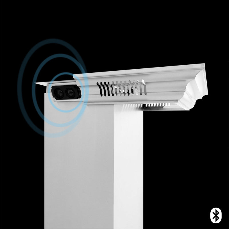 ZLINE Professional Wall Mount Range Hood in Stainless Steel with Built-in CrownSound Bluetooth Speakers - 697CRN-BT