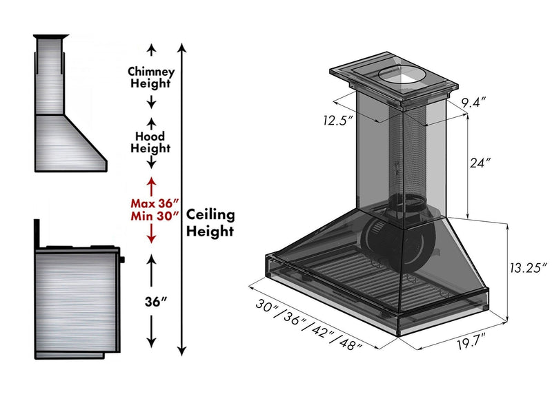 ZLINE Unfinished Wooden Wall Mount Range Hood - Includes Motor - KBUF