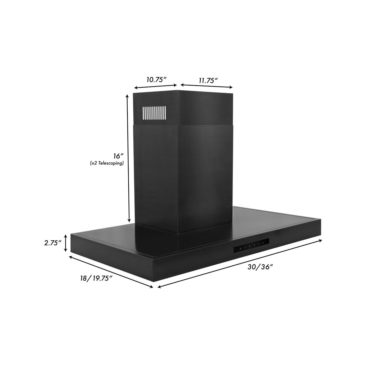 ZLINE Wall Mount Range Hood in Black Stainless Steel