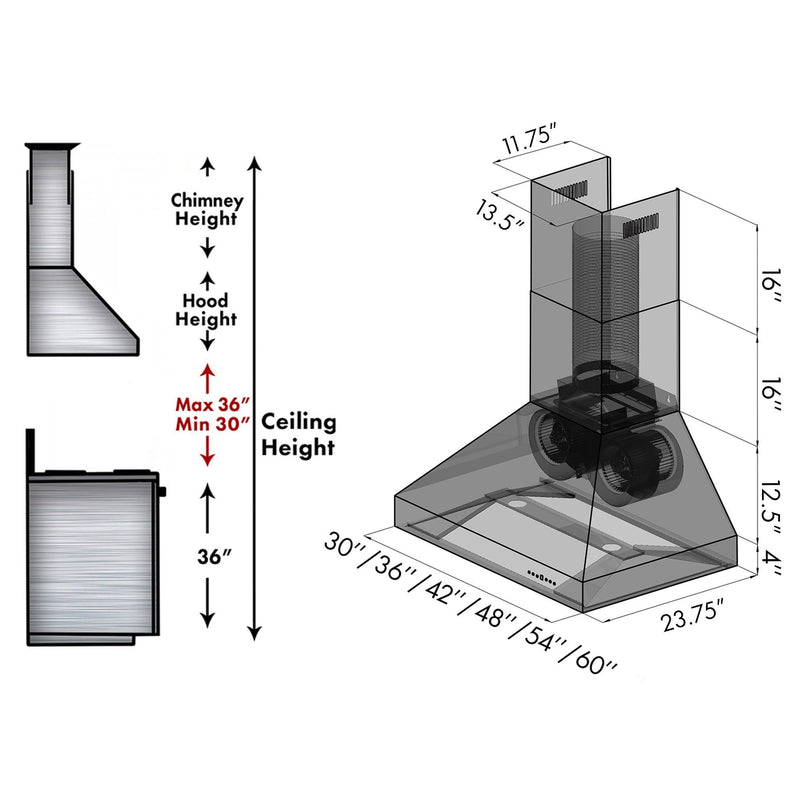 ZLINE Wall Mount Range Hood in Stainless Steel