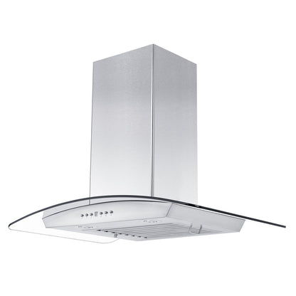 ZLINE Wall Mount Range Hood in Stainless Steel & Glass with Crown Molding - KZCRN