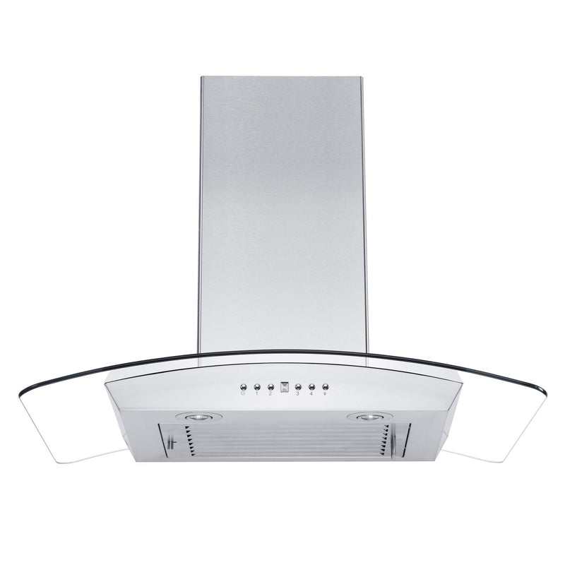 ZLINE Wall Mount Range Hood in Stainless Steel & Glass with Crown Molding - KZCRN