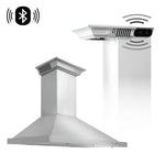 ZLINE Wall Mount Range Hood in Stainless Steel with Built-in CrownSound Bluetooth Speakers - KBCRN-BT