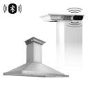 ZLINE Wall Mount Range Hood in Stainless Steel with Built-in CrownSound Bluetooth Speakers - KBCRN-BT