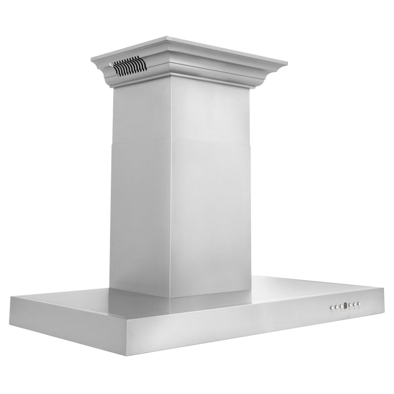 ZLINE Wall Mount Range Hood in Stainless Steel with Built-in CrownSound Bluetooth Speakers - KECRN-BT