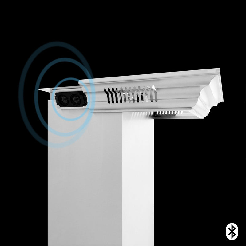 ZLINE Wall Mount Range Hood in Stainless Steel with Built-in CrownSound Bluetooth Speakers - KECRN-BT