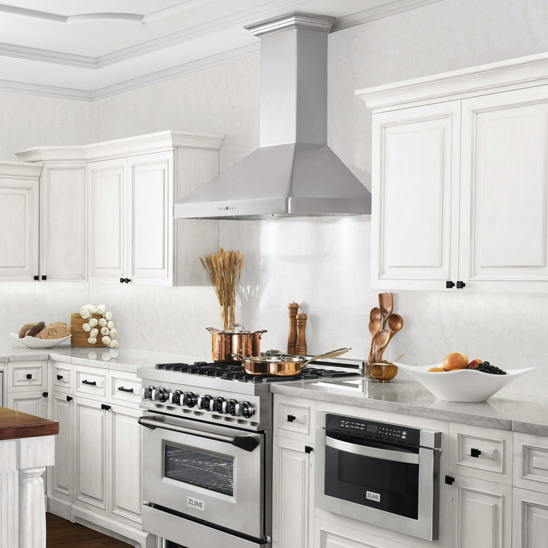 ZLINE Wall Mount Range Hood in Stainless Steel with Built-in CrownSound Bluetooth Speakers - KF2CRN-BT-36