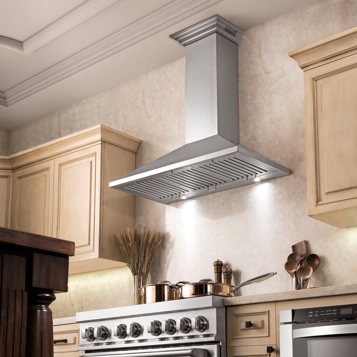 ZLINE Wall Mount Range Hood in Stainless Steel with Built-in CrownSound Bluetooth Speakers - KL2CRN-BT