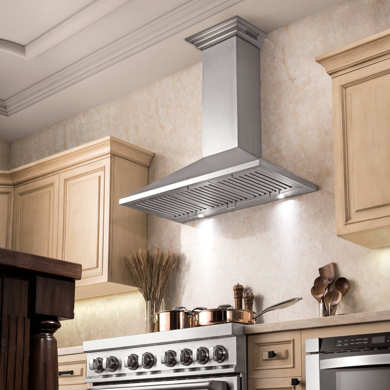 ZLINE Wall Mount Range Hood in Stainless Steel with Built-in CrownSound Bluetooth Speakers - KL2CRN-BT