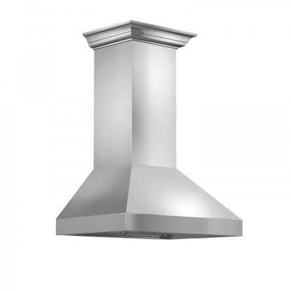 ZLINE Wall Mount Range Hood in Stainless Steel with Crown Molding 