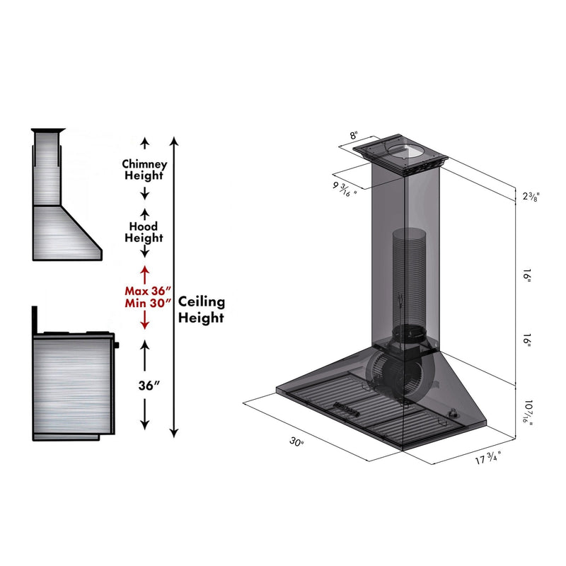 ZLINE Wall Mount Range Hood in Stainless Steel with Crown Molding - KL2CRN