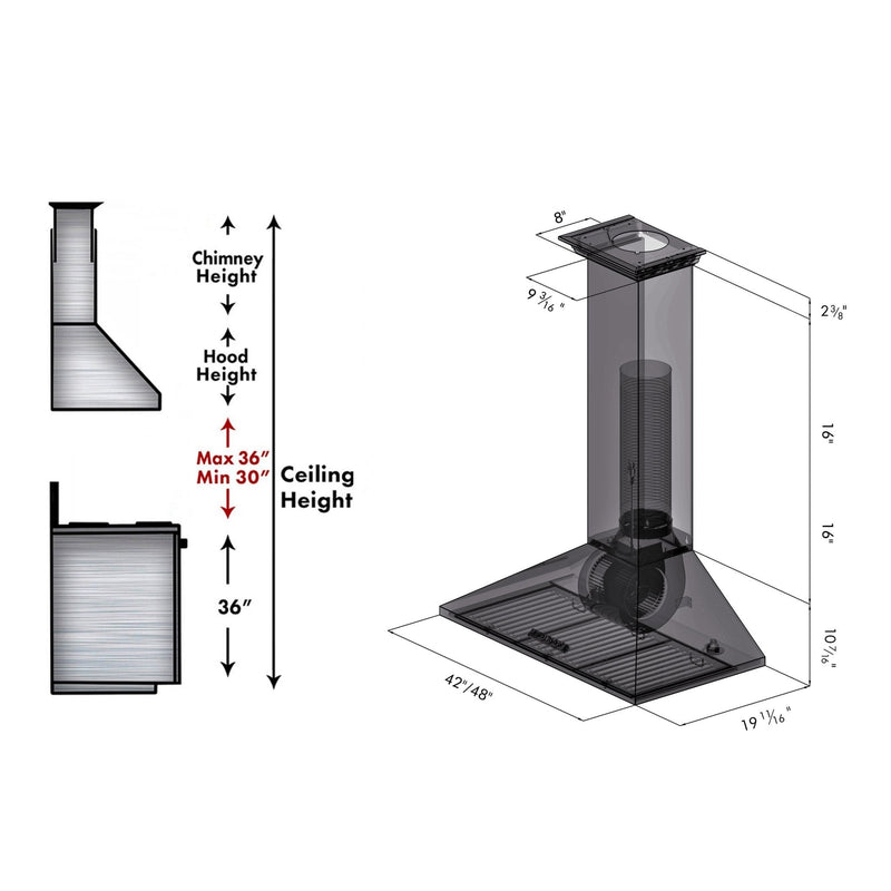 ZLINE Wall Mount Range Hood in Stainless Steel with Crown Molding - KL2CRN