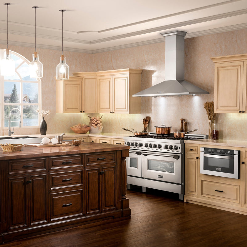 ZLINE Wall Mount Range Hood in Stainless Steel with Crown Molding - KL2CRN