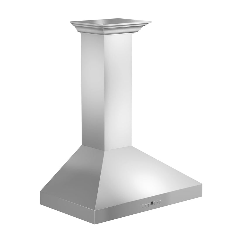 ZLINE Wall Mount Range Hood in Stainless Steel with Crown Molding