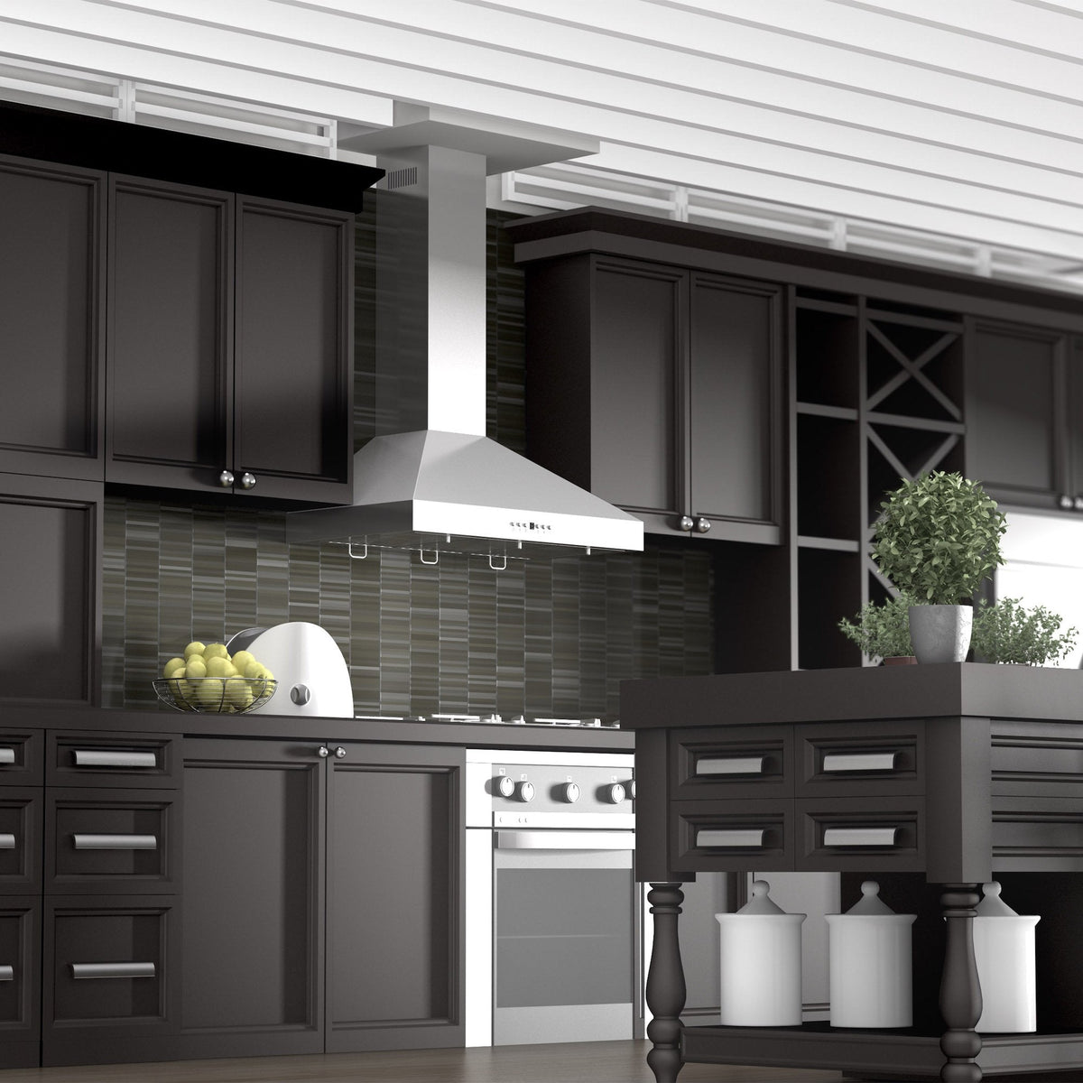 ZLINE Wall Mount Range Hood in Stainless Steel with Crown Molding