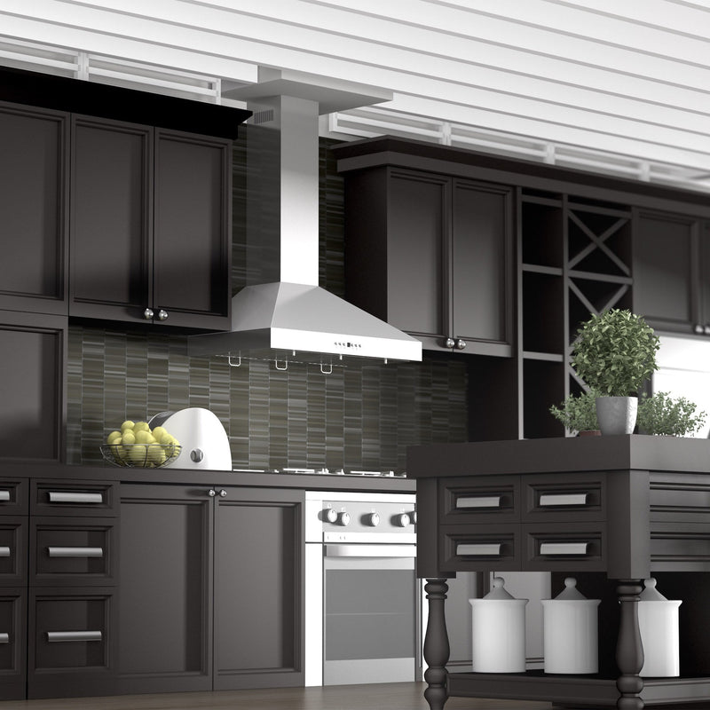ZLINE Wall Mount Range Hood in Stainless Steel with Crown Molding