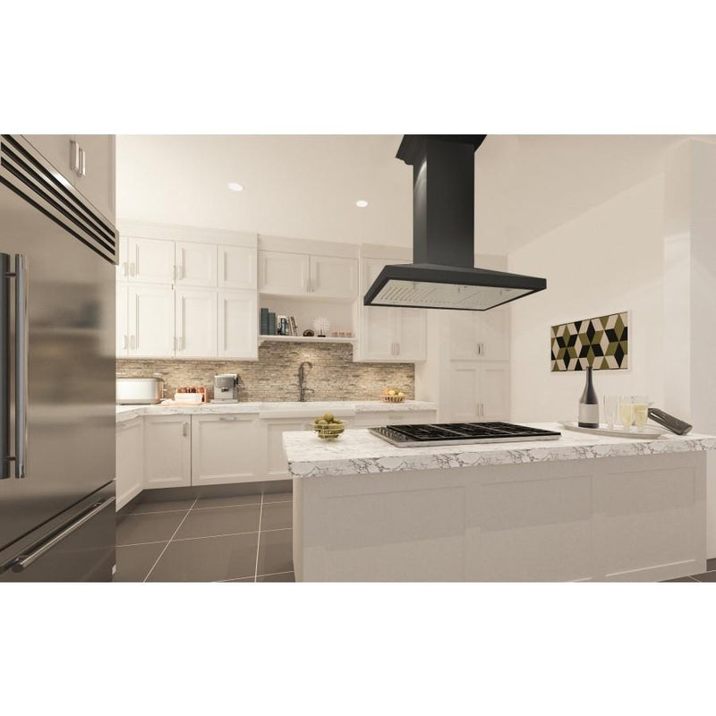 ZLINE Wooden Island Mount Range Hood in Black