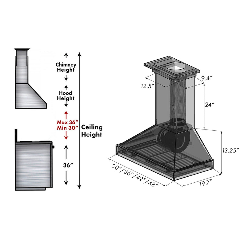 ZLINE Wooden Wall Mount Range Hood in Antigua and Walnut