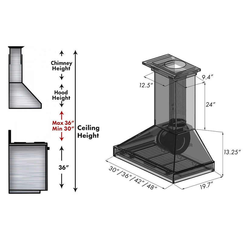 ZLINE Wooden Wall Mount Range Hood in Black - Includes Motor