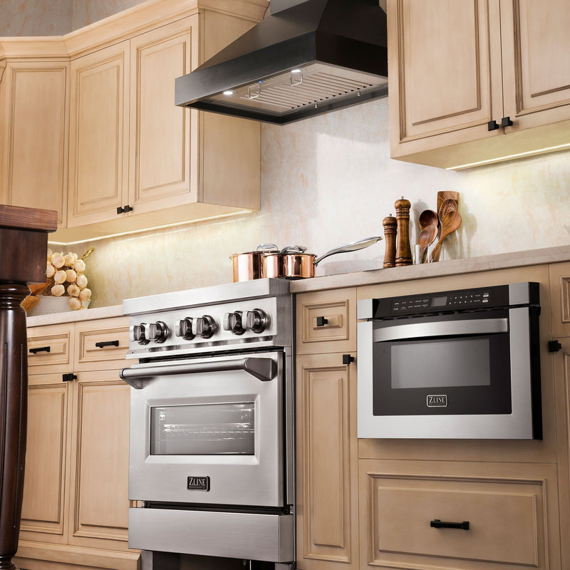 ZLINE Wooden Wall Mount Range Hood in Black - Includes Motor