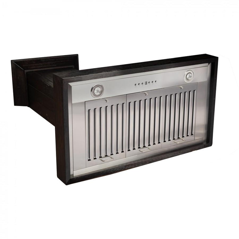 ZLINE Wooden Wall Mount Range Hood in Rustic Dark Finish - Includes Motor