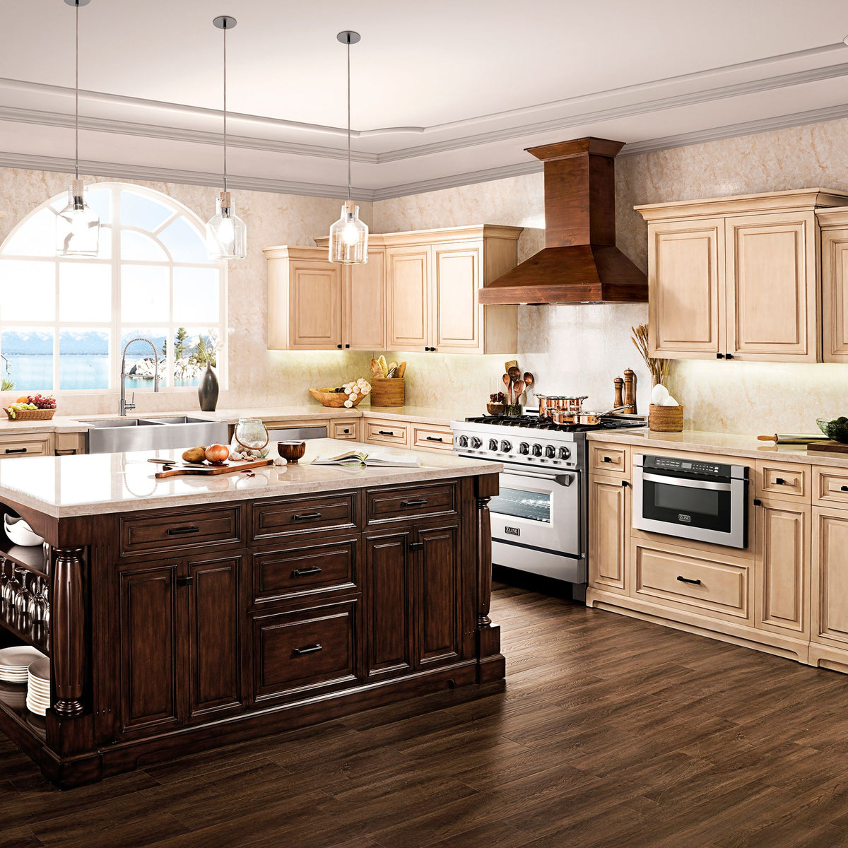 ZLINE Wooden Wall Mount Range Hood in Walnut - Includes Motor - KBRR