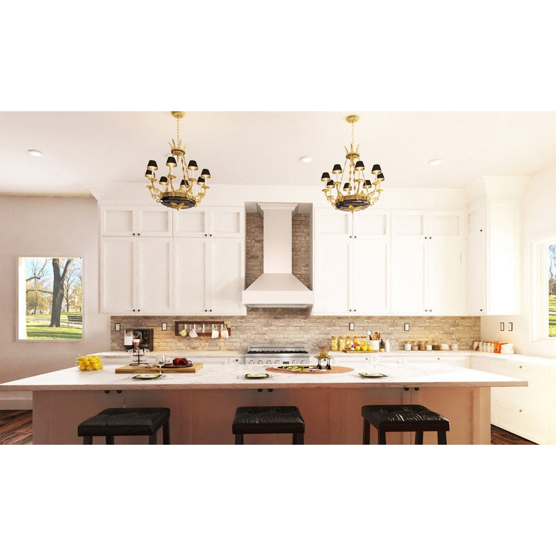 ZLINE Wooden Wall Mount Range Hood in White - Includes Motor - KBTT