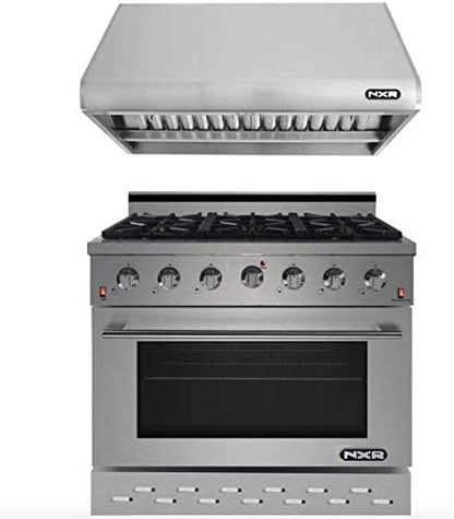 NXR 36 in. Natural Gas Range and Under Cabinet Range Hood Package, SC3611RHBD