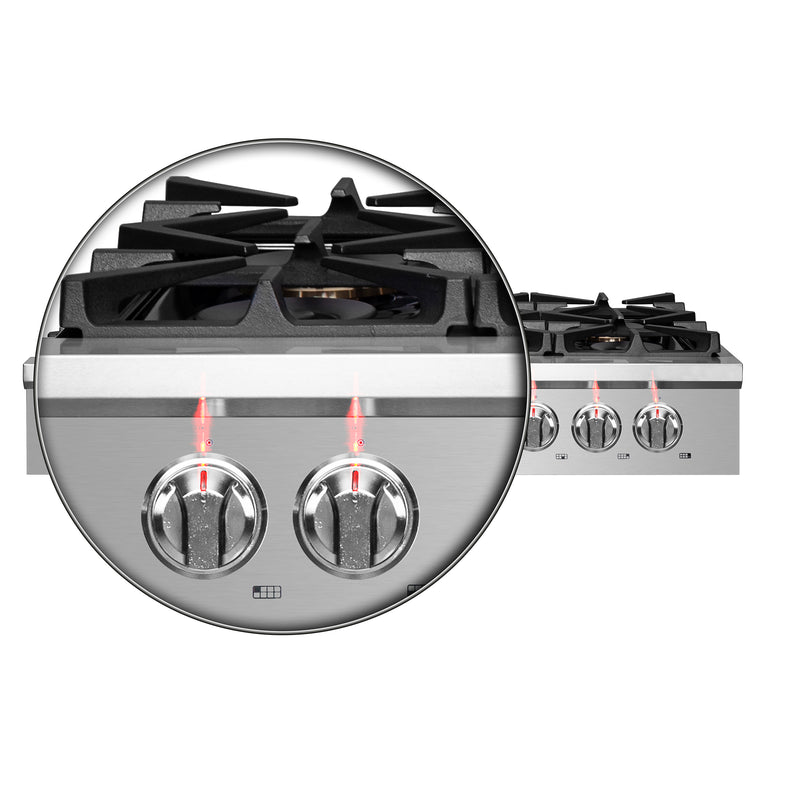 Forno 48″ Gas Rangetop ALTA QUALITA Pro-Style 8 Sealed Brass Burners - FCTGS5751-48