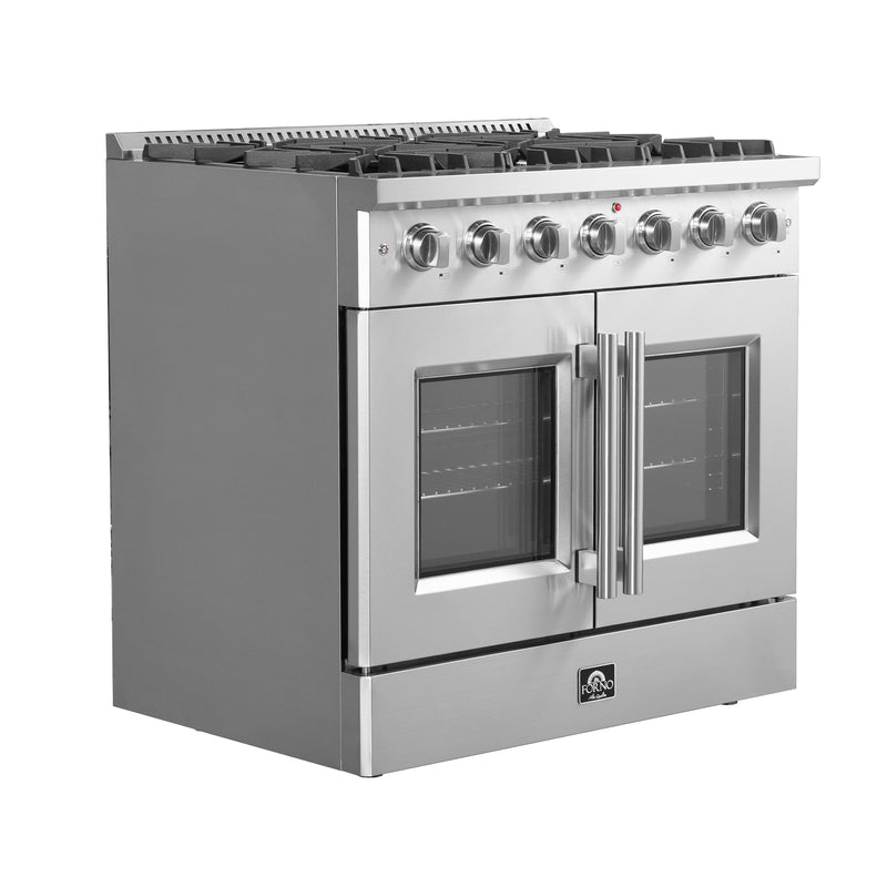 Forno 36″ Vittorio French Door Freestanding Gas Range with 6 Sealed Burners - FFSGS6444-36