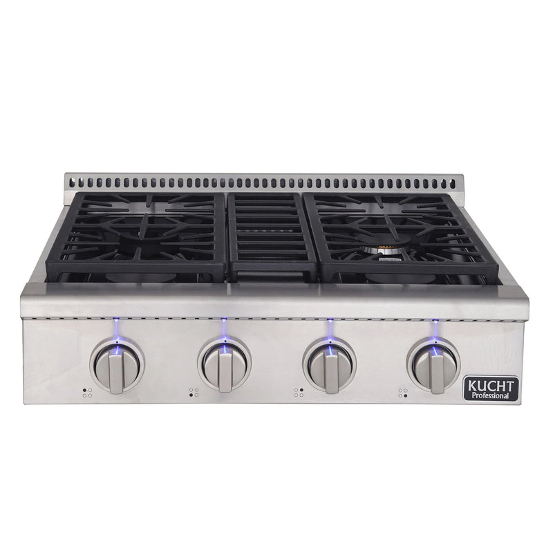 Kucht 30 in. 4 Burner Gas Stovetop in Stainless Steel KRT301GU