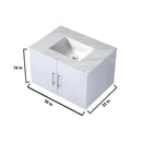 Lexora Geneva 30" Glossy White Single Vanity, White Carrara Marble Top, White Square Sink and no Mirror LG192230DMDS000