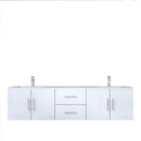 Lexora Geneva 72" Glossy White Double Vanity, White Carrara Marble Top, White Square Sinks and no Mirror LG192272DMDS000