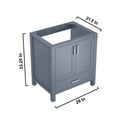Lexora Jacques 30" Dark Grey Single Vanity, no Top and 28" Mirror LJ342230SB00M28