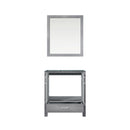 Lexora Jacques 30" Distressed Grey Single Vanity, no Top and 28" Mirror LJ342230SD00M28