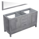 Lexora Jacques 60" Distressed Grey Double Vanity, no Top and 58" Mirror LJ342260DD00M58