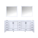 Lexora  Jacques 84" White Double Vanity, no Top and 34" Mirrors LJ342284DA00M34