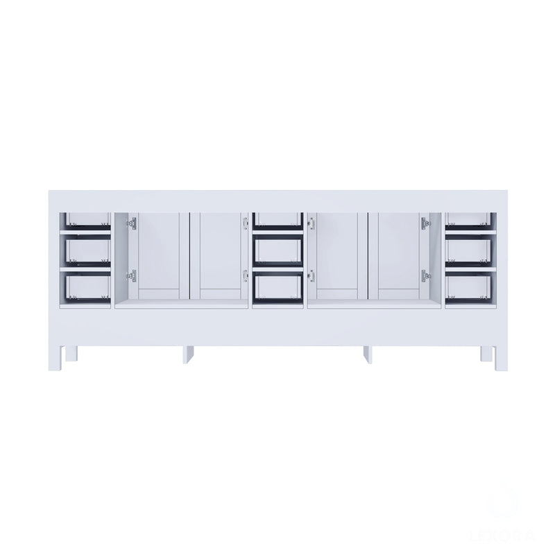 Lexora  Jacques 84" White Double Vanity, no Top and 34" Mirrors LJ342284DA00M34