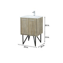 Lexora Lancy 24" Rustic Acacia Bathroom Vanity, White Quartz Top, White Square Sink, Labaro Rose Gold Faucet Set, and 18" Frameless Mirror LLC24SKSOSM18FRG