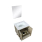 Lexora Lancy 24" Rustic Acacia Bathroom Vanity, White Quartz Top, White Square Sink, and 18" Frameless Mirror - LLC24SKSOSM18