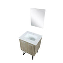 Lexora Lancy 24" Rustic Acacia Bathroom Vanity, White Quartz Top, White Square Sink, and 18" Frameless Mirror - LLC24SKSOSM18