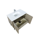 Lexora Lancy 36" Rustic Acacia Bathroom Vanity, White Quartz Top, White Square Sink, and Labaro Brushed Nickel Faucet Set LLC36SKSOS000FBN