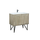 Lexora Lancy 36" Rustic Acacia Bathroom Vanity, White Quartz Top, White Square Sink, and Labaro Brushed Nickel Faucet Set LLC36SKSOS000FBN