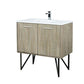 Lexora Lancy 36" Rustic Acacia Bathroom Vanity, White Quartz Top, White Square Sink, and Balzani Gun Metal Faucet Set LLC36SKSOS000FGM