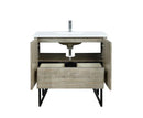 Lexora Lancy 36" Rustic Acacia Bathroom Vanity, White Quartz Top, White Square Sink, and Balzani Gun Metal Faucet Set LLC36SKSOS000FGM